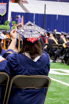 This student's cap says 