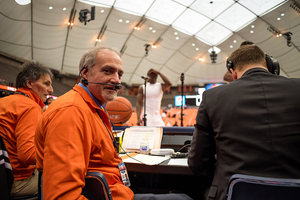 Michael Veley understands he’s a public-address announcer, not a full-on supporter. He brings a more traditional tone to the Dome’s sound system.