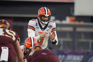 Syracuse announced that starting quarterback Garrett Shrader will miss the entirety of spring practice after a procedure on his right arm