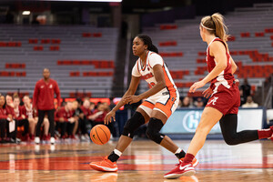 Syracuse forward Alyssa Latham earned ACC Freshman of the Week honors after a dominating 23-point, 12-rebound, five-block performance in SU’s win over Alabama on Nov. 30.