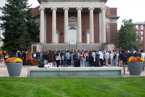 Syracuse University students, alumni and administrators, as well as community leaders, participate in a Monday evening remembrance vigil. Attendees mourned the Israeli victims of the war in song and prayer.