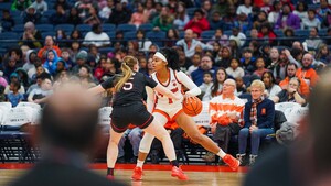 SMU's Nya Robertson drained a jumper with one second remaining, leading to Syracuse's 72-71 overtime loss. SU is now 0-4 in ACC play.