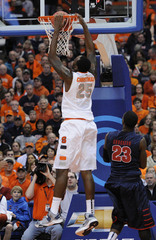 Syracuse forward Rakeem Christmas makes a slam dunk.