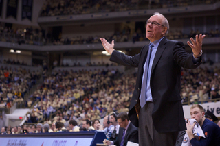 Syracuse coach Jim Boeheim shows signs of frustration toward his team.