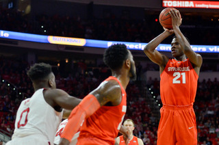 Roberson squares up for a jump shot in the second half for one of his six made field goals.